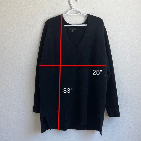 J Crew Black Stretch-wool V-neck tunic sweater - Picture 9 of 11